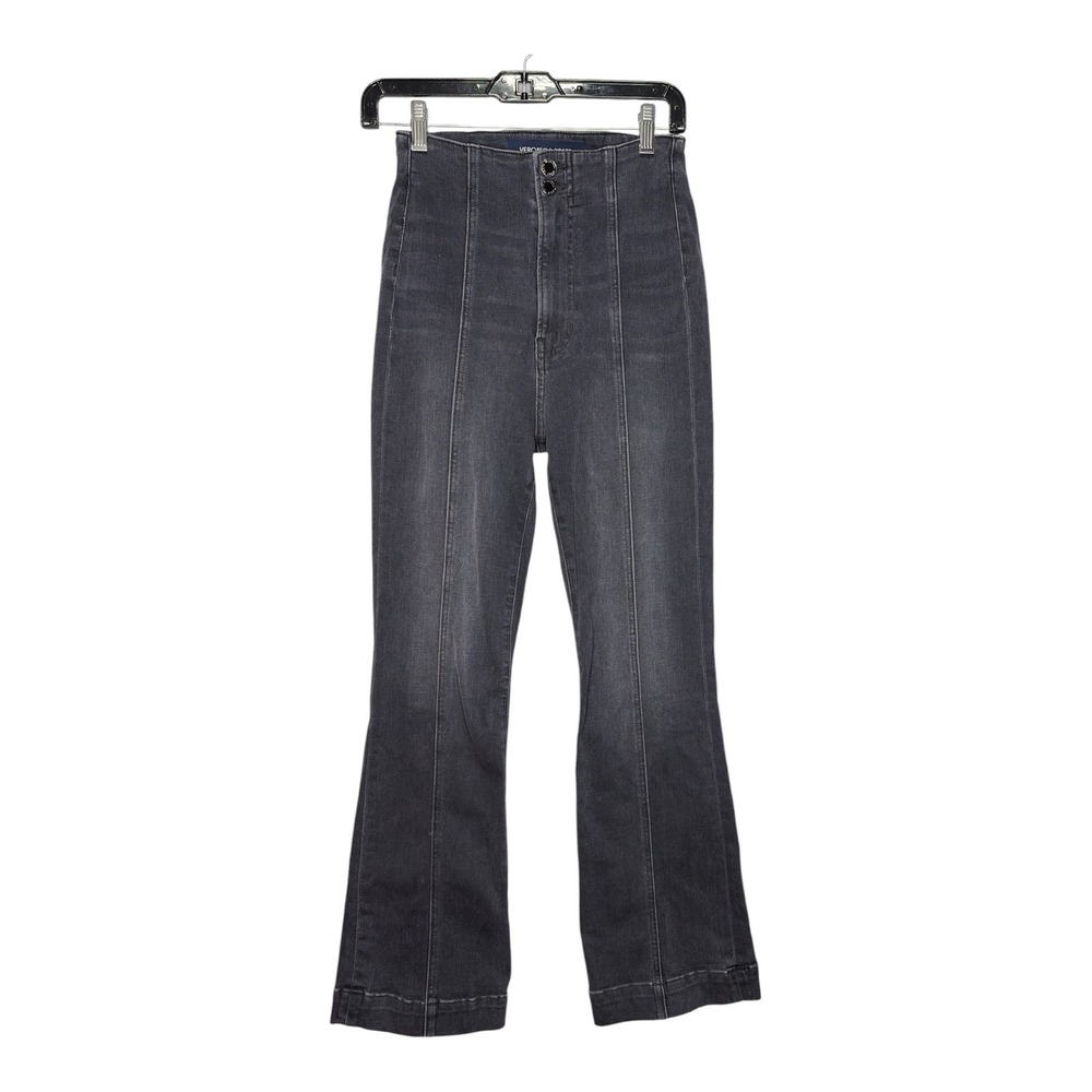 Veronica Beard Carson Ankle Flare Jeans Black High Rise Seam Detail 27